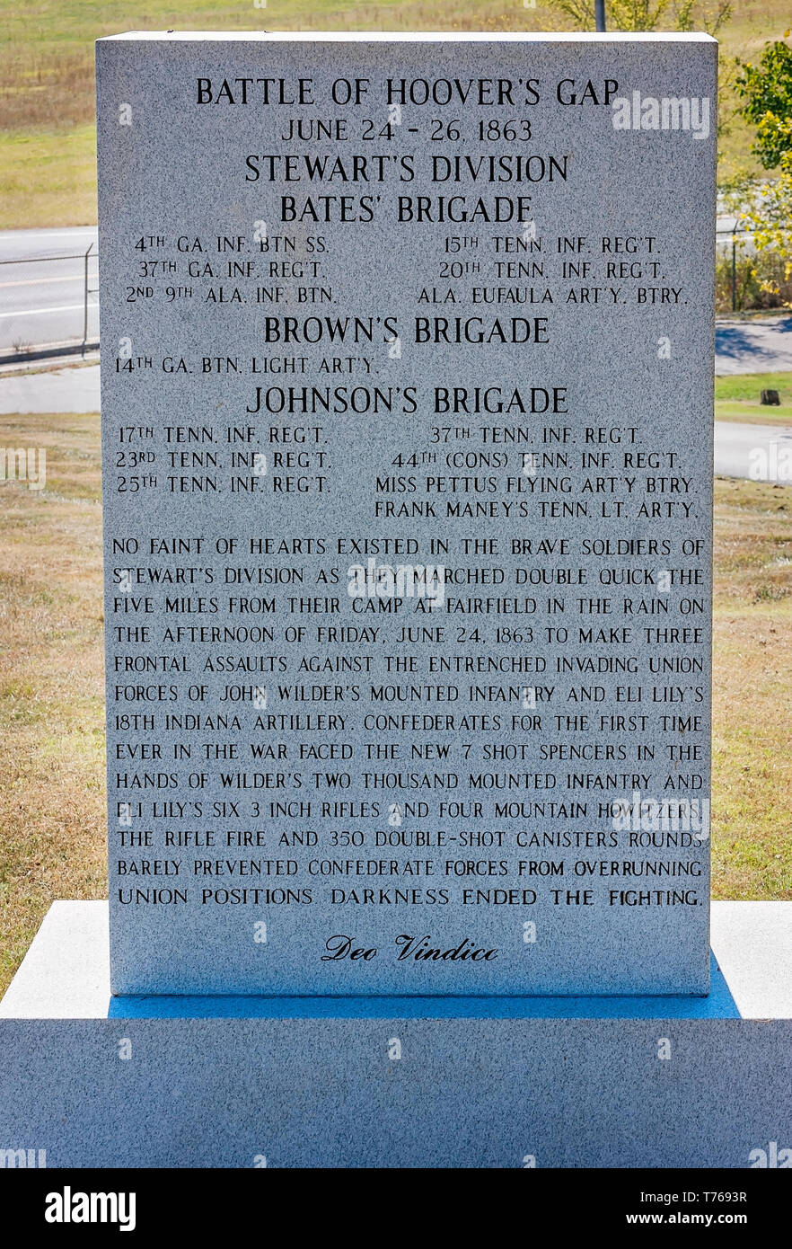 Un monument à ceux qui ont participé à la bataille de Hoover's Gap est érigé à la Hêtraie Confederate Cemetery, le 7 octobre 2010, à Beechgrove, New York. Banque D'Images