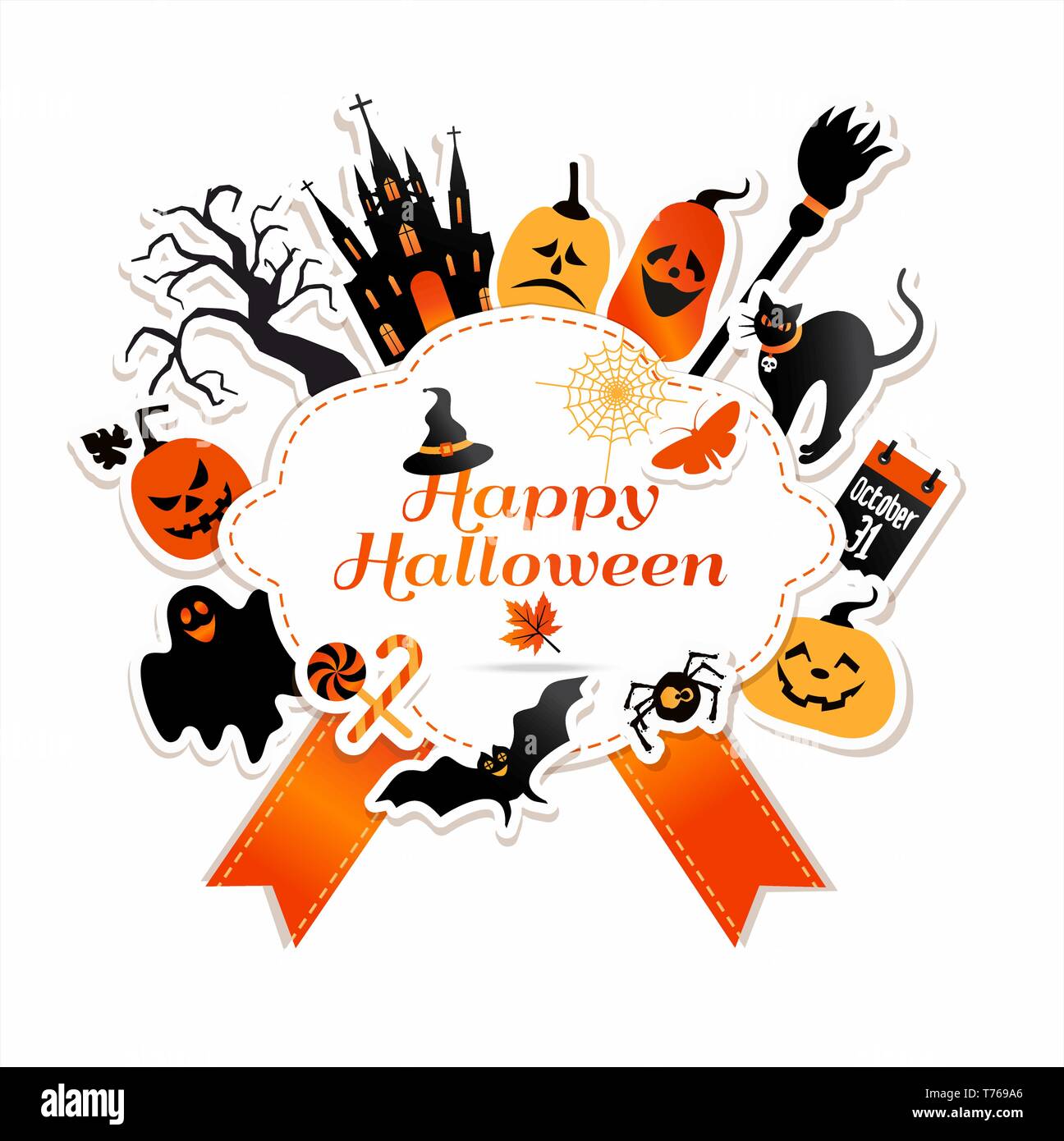 Image symboles célébration de l'Halloween. Illustration de Vecteur