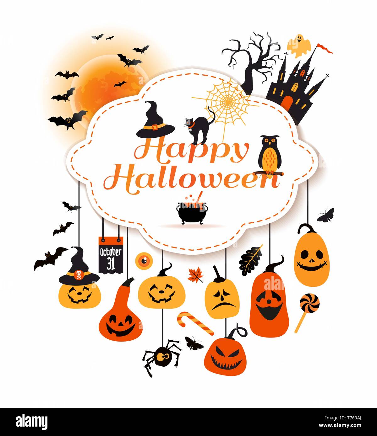 Image symboles célébration de l'Halloween. Illustration de Vecteur