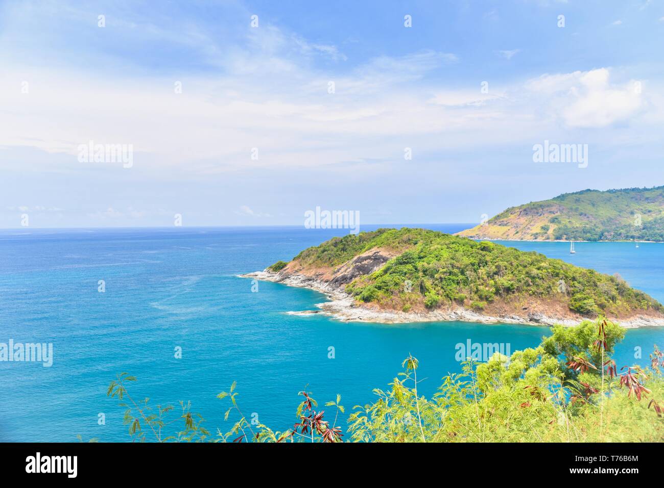 Vue panoramique de Laem Promthep Viewpoint à Phuket, Thaïlande Banque D'Images