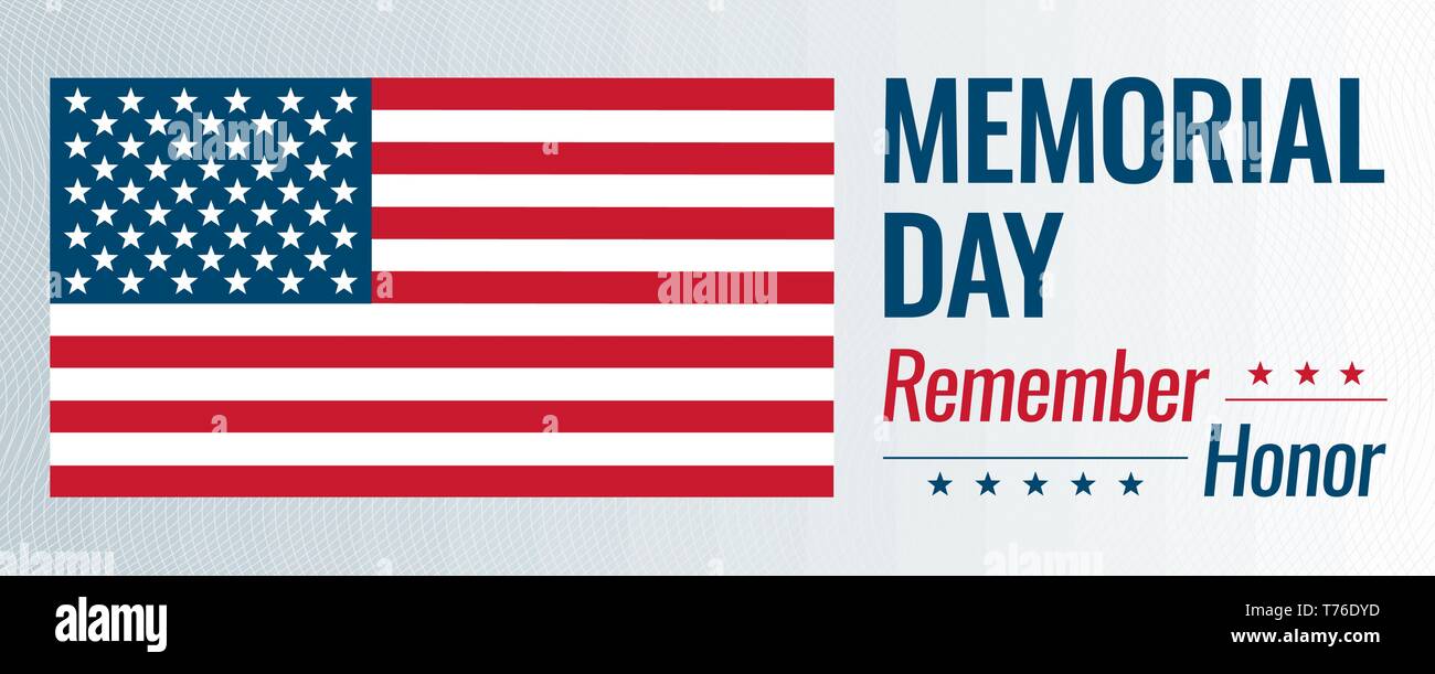 Memorial Day, vector illustration. Rappeler et honorer le texte avec USA flag. Illustration de Vecteur