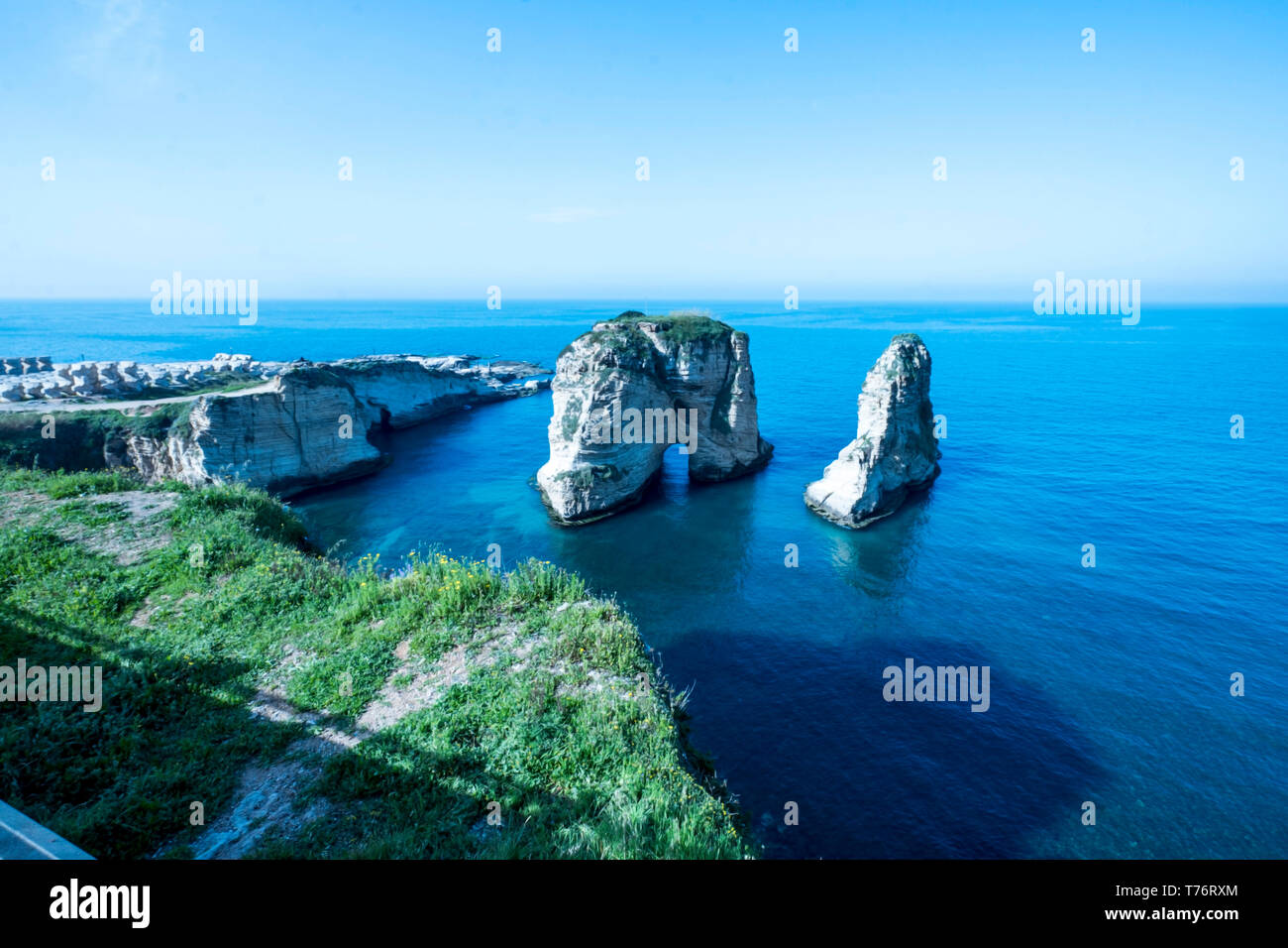 Pigeon Rocks, Beirut, Liban. Banque D'Images