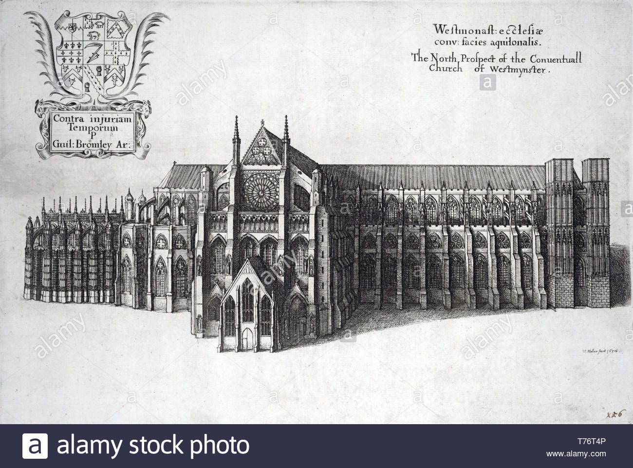 L'Abbaye de Westminster, Londres, par une gravure graveur Wenceslaus Hollar Bohème à partir de 1654 Banque D'Images