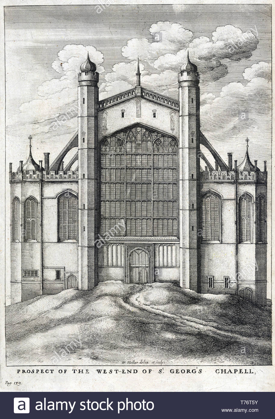 La chapelle St. George, le château de Windsor, en Angleterre, par une gravure graveur Wenceslaus Hollar Bohème à partir de 1600 Banque D'Images