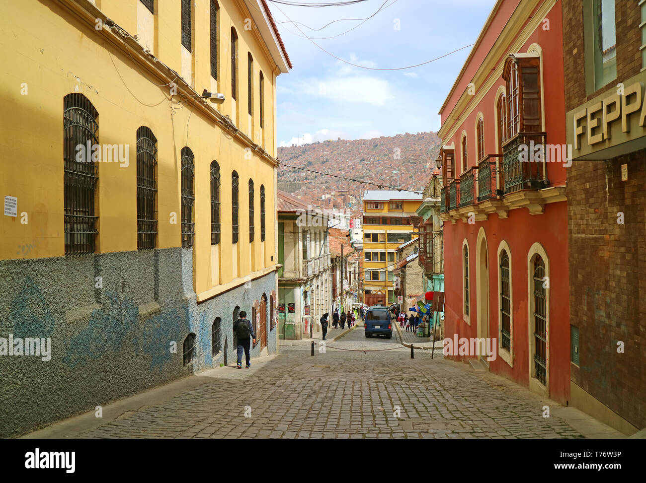 Logement à flanc de La Paz, la plus haute capitale au monde, la Bolivie, l'Amérique du Sud Banque D'Images