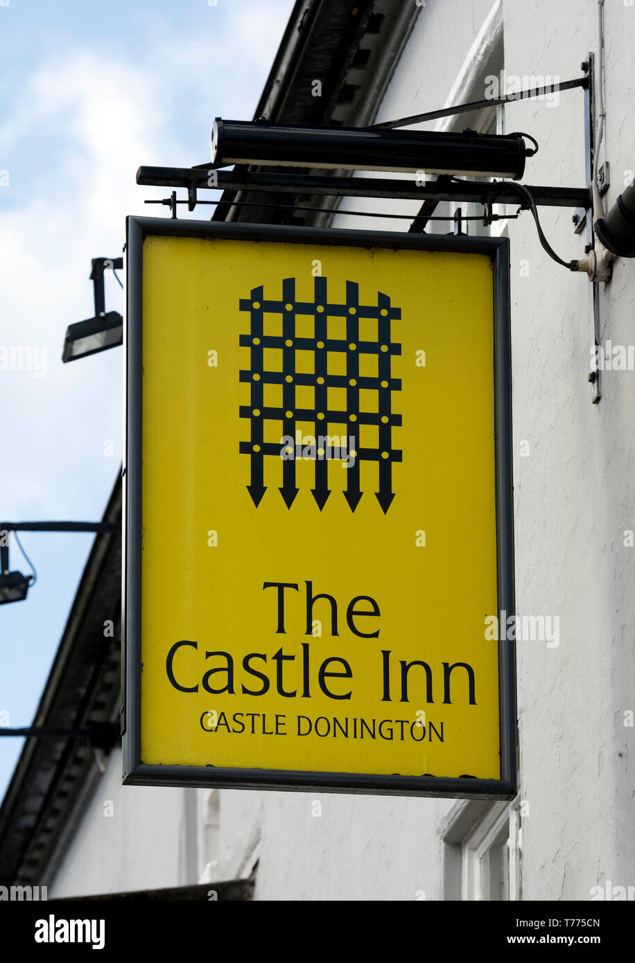 Le Castle Inn signe, Castle Donington, Leicestershire, Angleterre, RU9 Banque D'Images