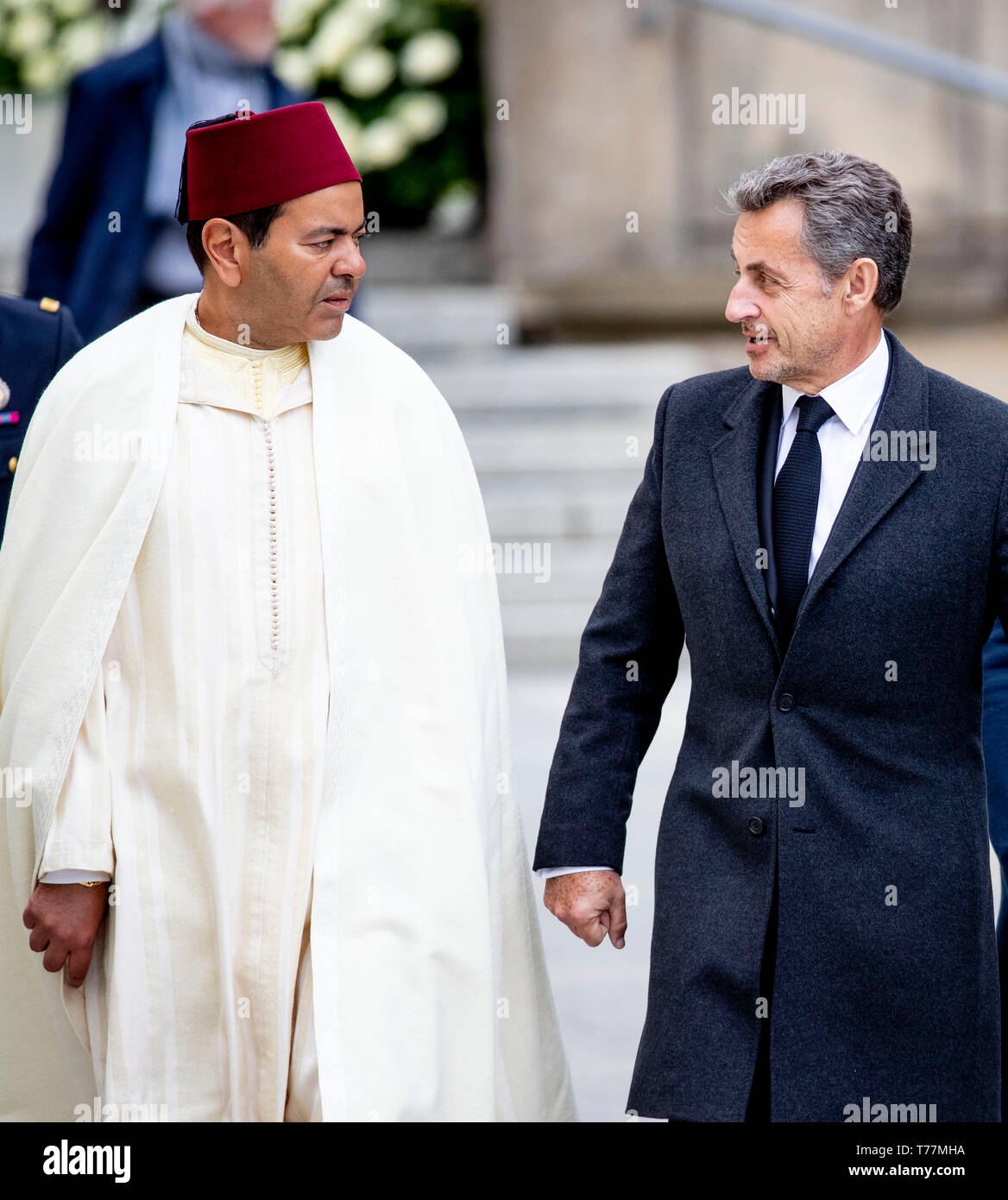 Luxembourg, Luxembourg. 04 mai, 2019. Prince Rachid du Maroc et Nicolas Sarkozy aux funérailles du Grand-duc Jean dans la Cathédrale de Luxembourg, le 4 mai 2019. Crédit : Patrick van Katwijk |/dpa/Alamy Live News Banque D'Images