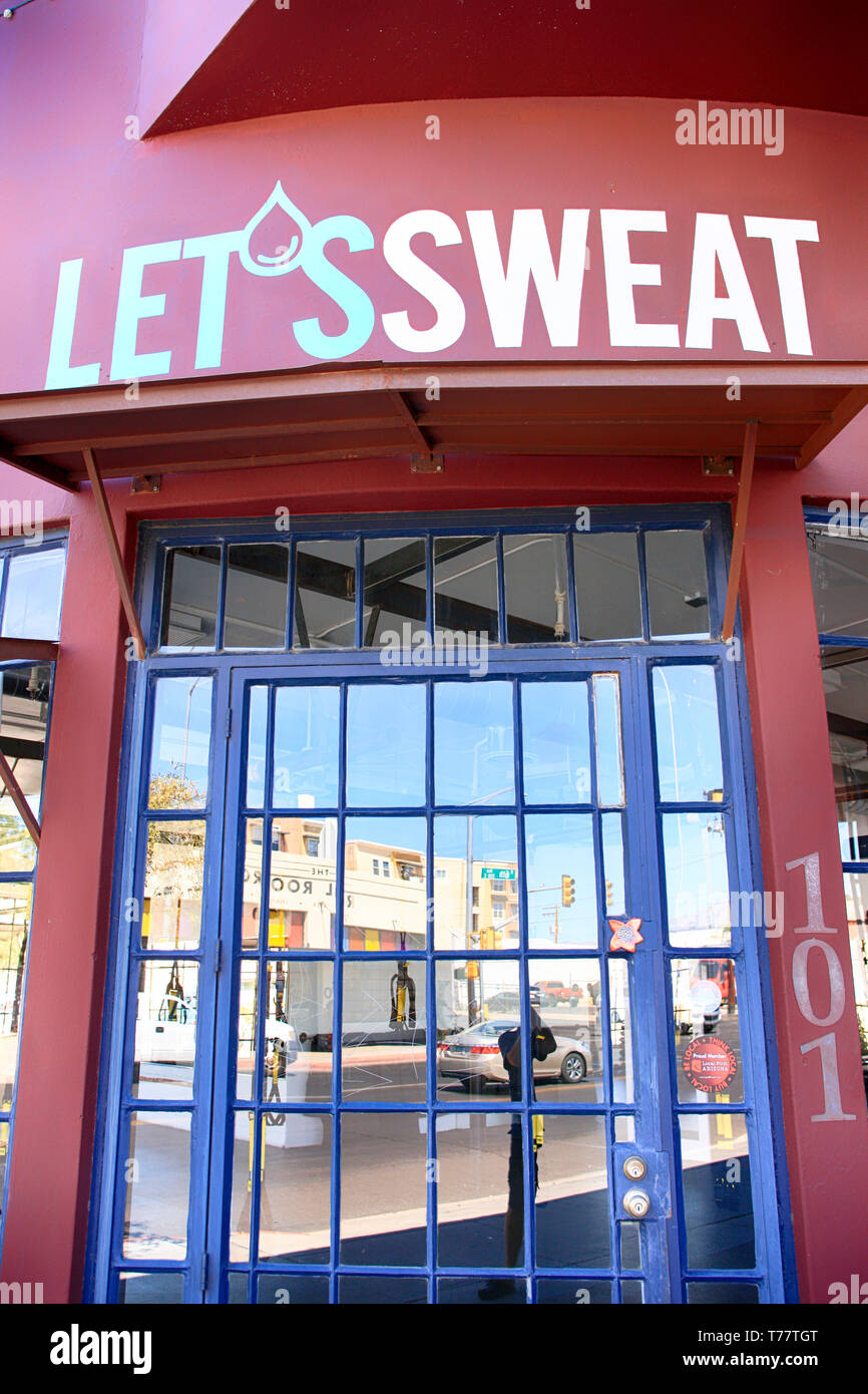 Letssweat studio de remise en forme dans l'entrepôt # 45 dans le quartier des arts d'entrepôt de Tucson AZ Banque D'Images