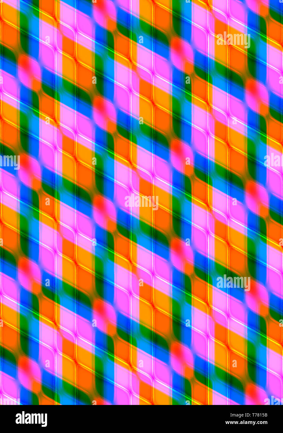 Résumé arrière-plan lumineux, recueillis à un angle d'orange, violet, bleu, vert des losanges, couverts d'intersection en forme de losanges rouges de jaune Banque D'Images