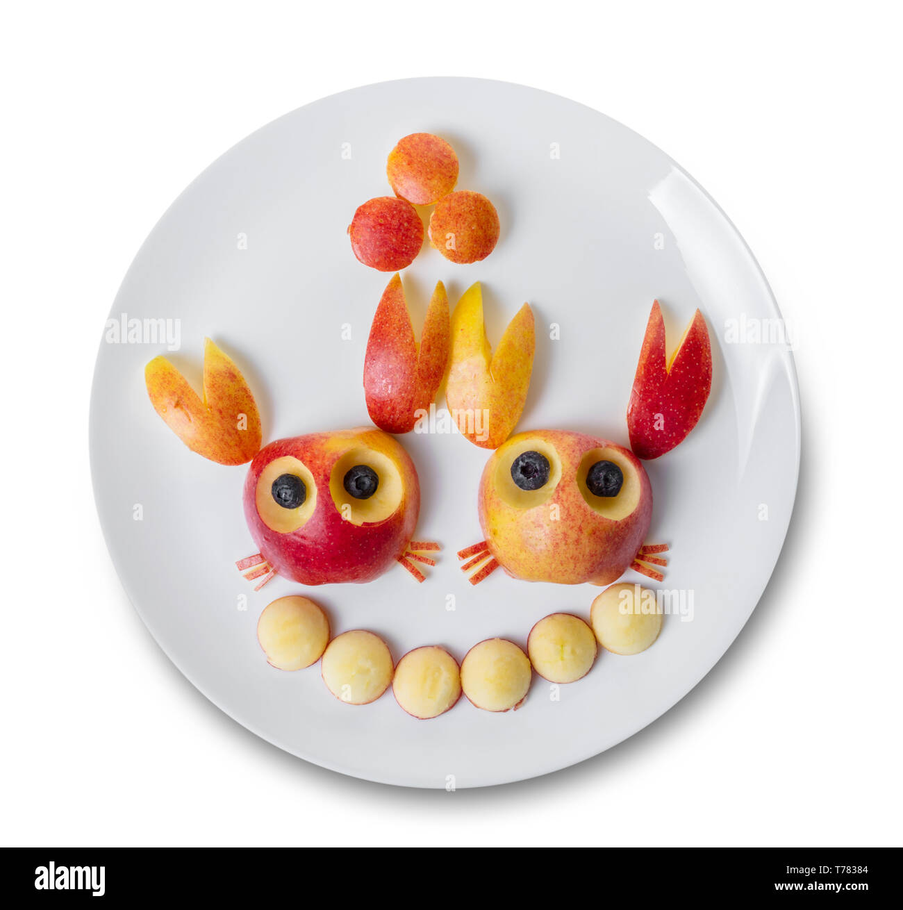 Art pour enfants, des crabes de pommes rouges Banque D'Images