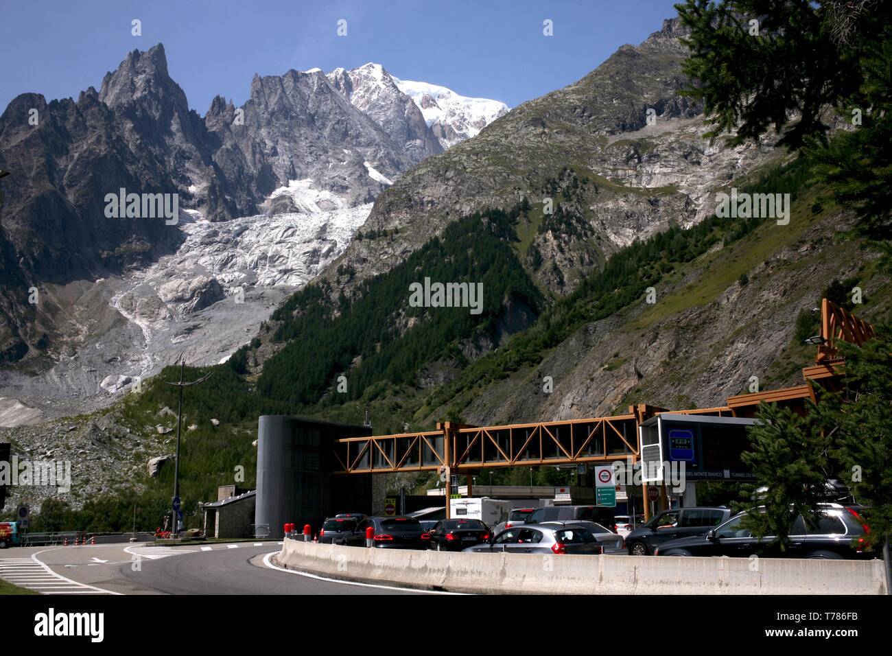 Tunnel du Mont Blanc, côté italien, Banque D'Images