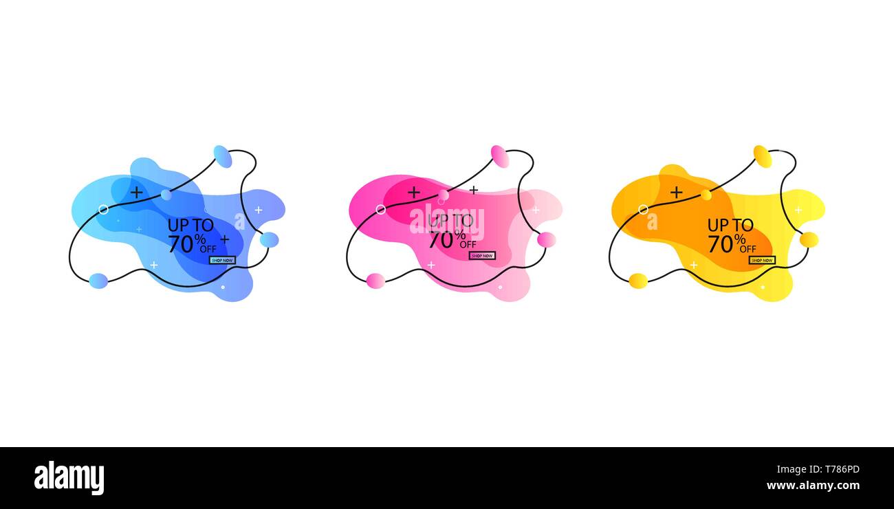 Bannière de la mode bulles liquide. Vente ensemble de bannières avec des formes. Vector bannières d'escompte Illustration de Vecteur