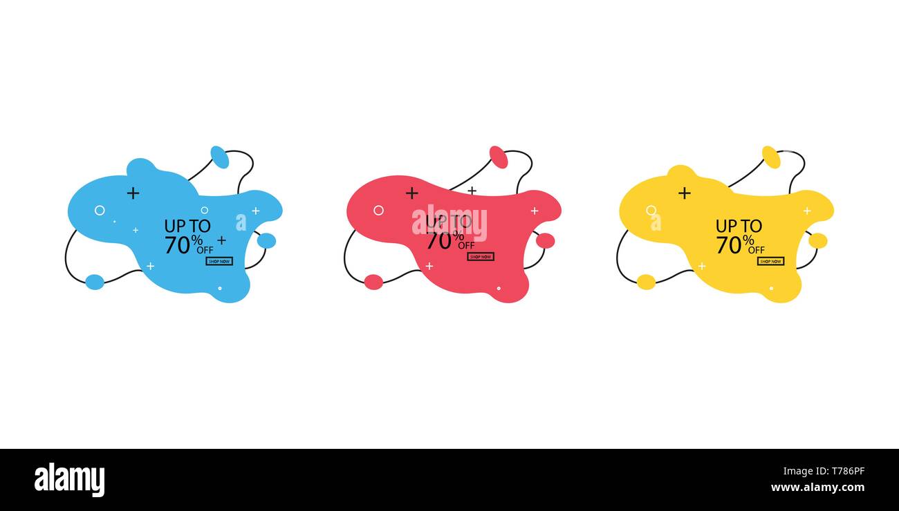 Bannière de la mode bulles liquide. Vente ensemble de bannières avec des formes. Vector bannières d'escompte Illustration de Vecteur