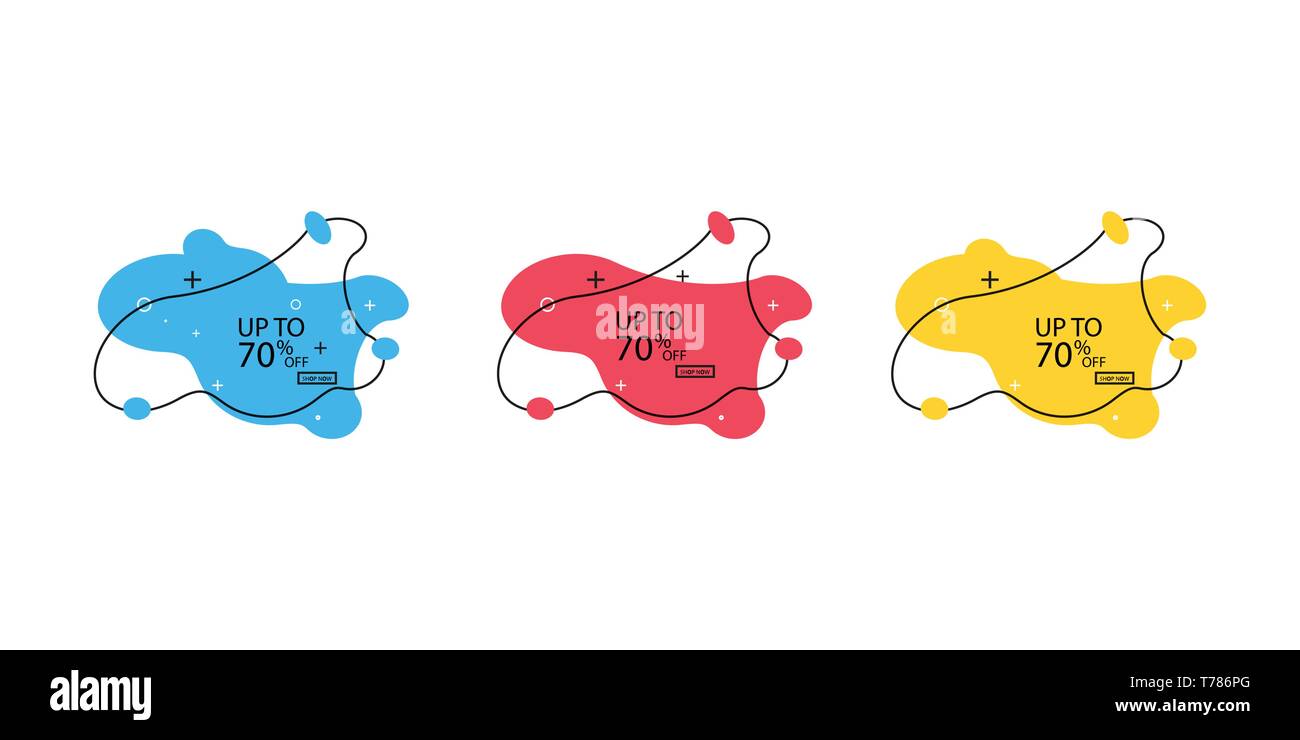 Bannière de la mode bulles liquide. Vente ensemble de bannières avec des formes. Vector bannières d'escompte Illustration de Vecteur