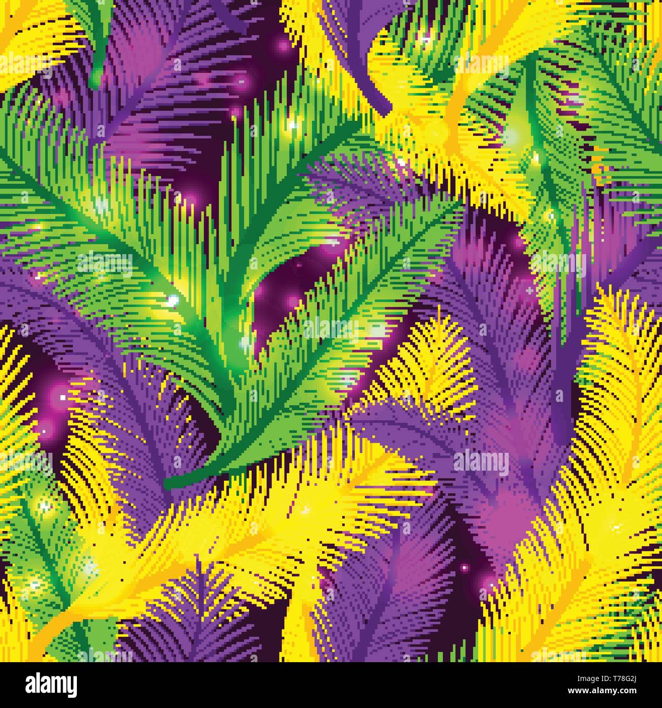 Motif De La Nature Des Palmiers Couleurs Du Mardi Gras Image Vectorielle Stock Alamy