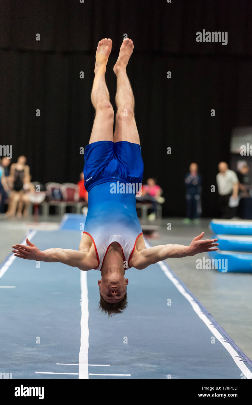 Telford, England, UK. 28 avril, 2018. Jaydon Paddock (ville de Birmingham Gymnastics Club) en action au cours de séries 1 à l'Telford International Centre, Telford, Royaume-Uni. Banque D'Images