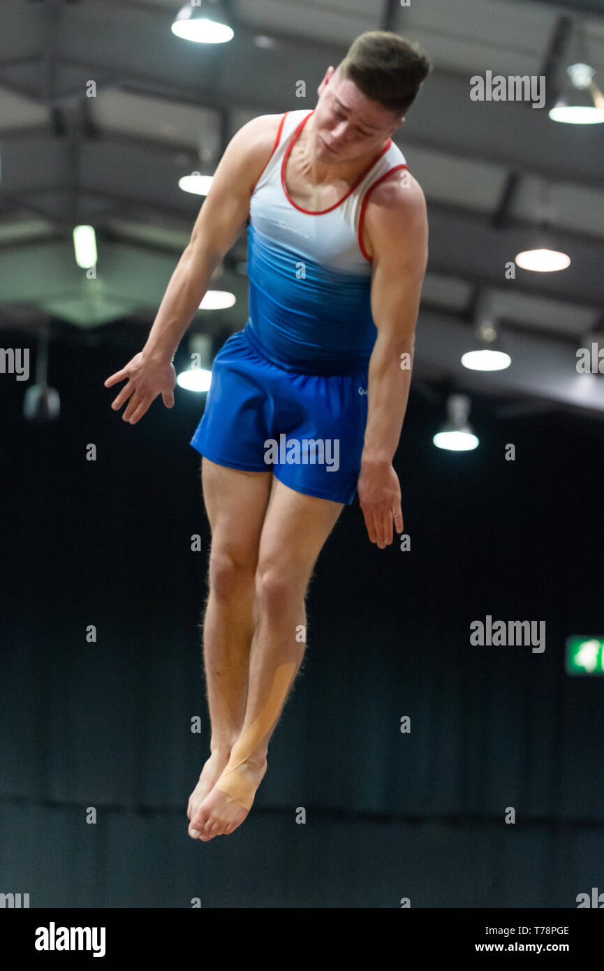 Telford, England, UK. 28 avril, 2018. Jaydon Paddock (ville de Birmingham Gymnastics Club) en action au cours de séries 1 à l'Telford International Centre, Telford, Royaume-Uni. Banque D'Images