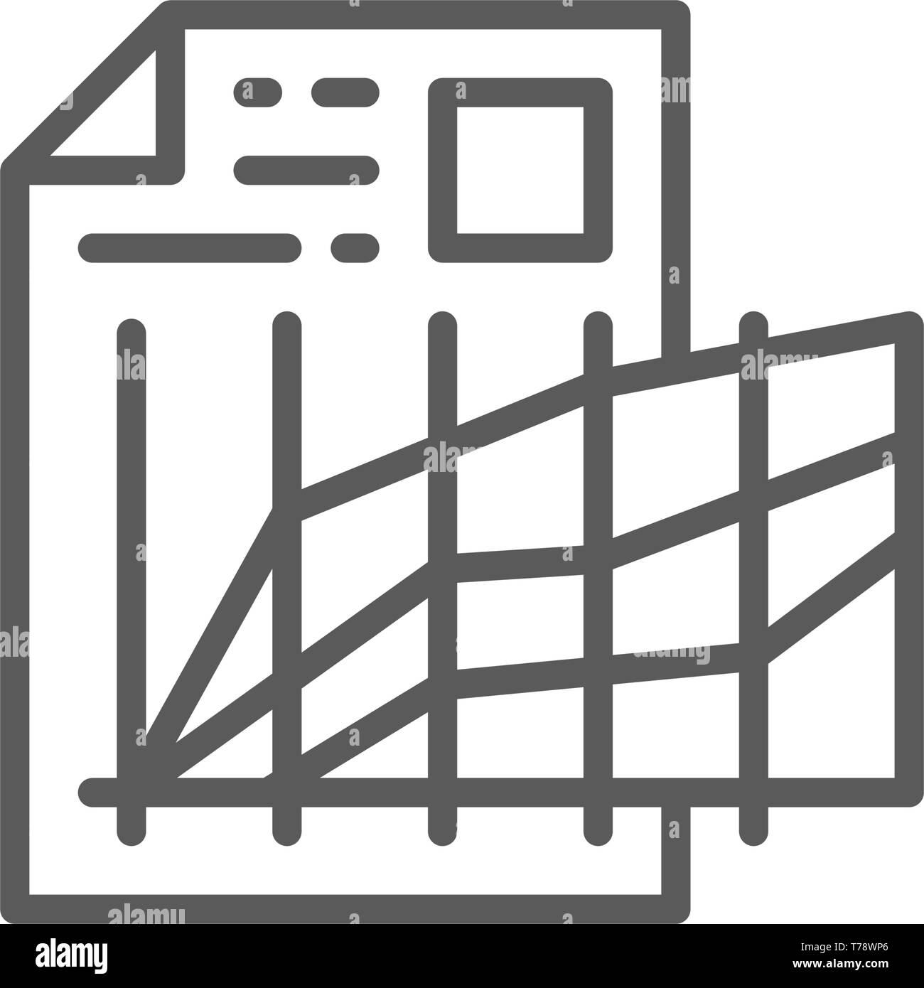 Document à l'aide de graphiques, de progrès, de l'icône de la ligne de comparaison. Illustration de Vecteur