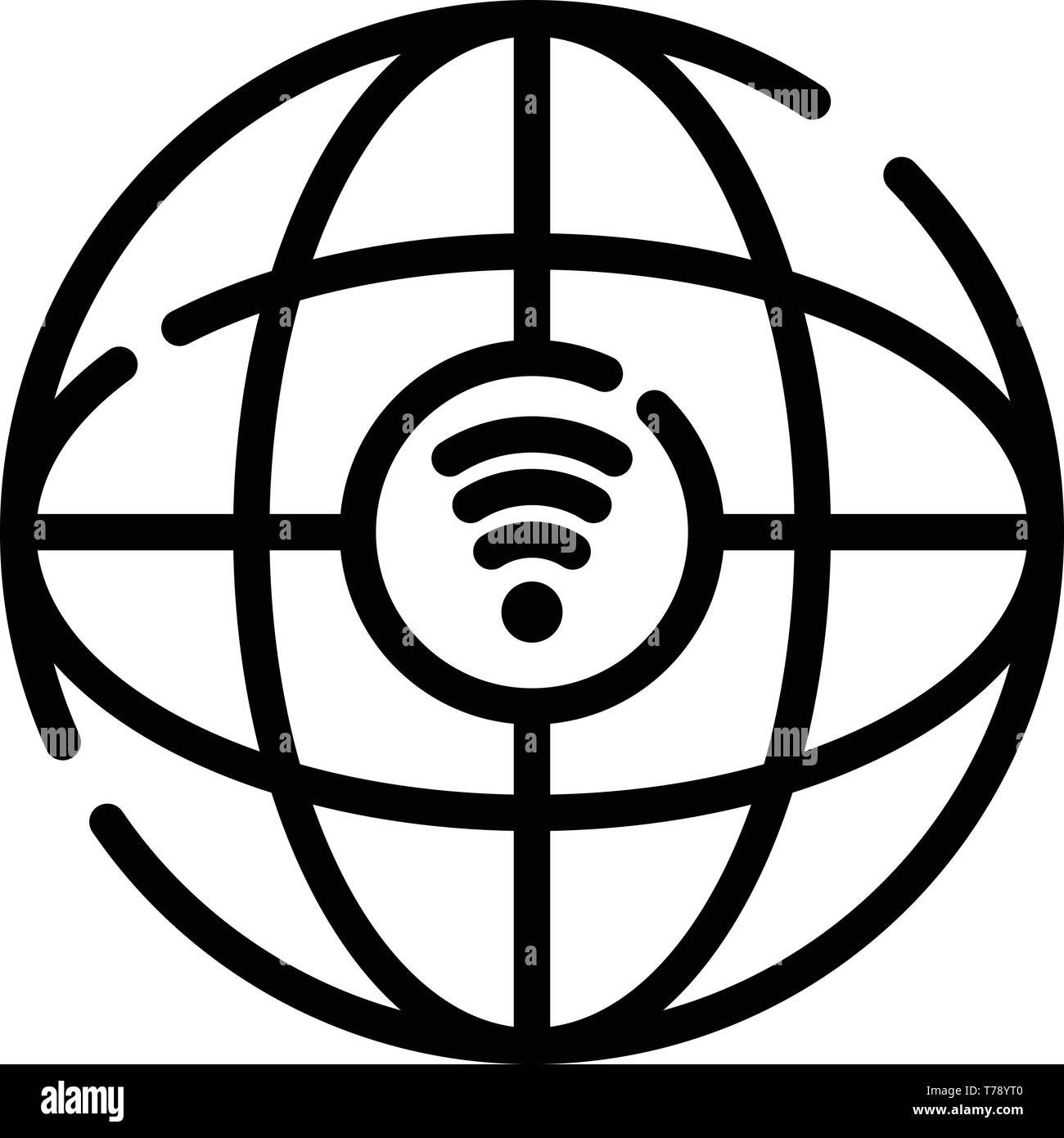 Globus et réseau 5G, l'icône de style contour Illustration de Vecteur