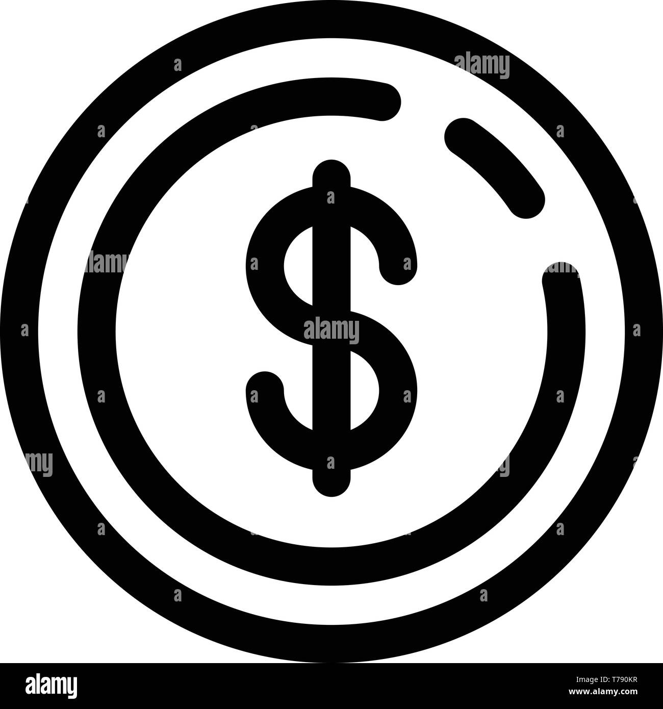 Signe du dollar, l'icône de style contour Illustration de Vecteur