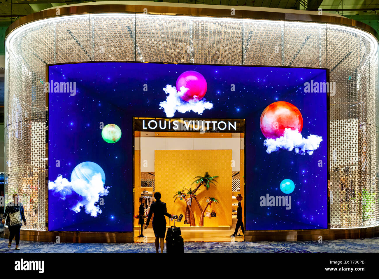 Le magasin Louis Vuitton, l'aéroport de Changi, à Singapour, en Asie du sud-est Banque D'Images