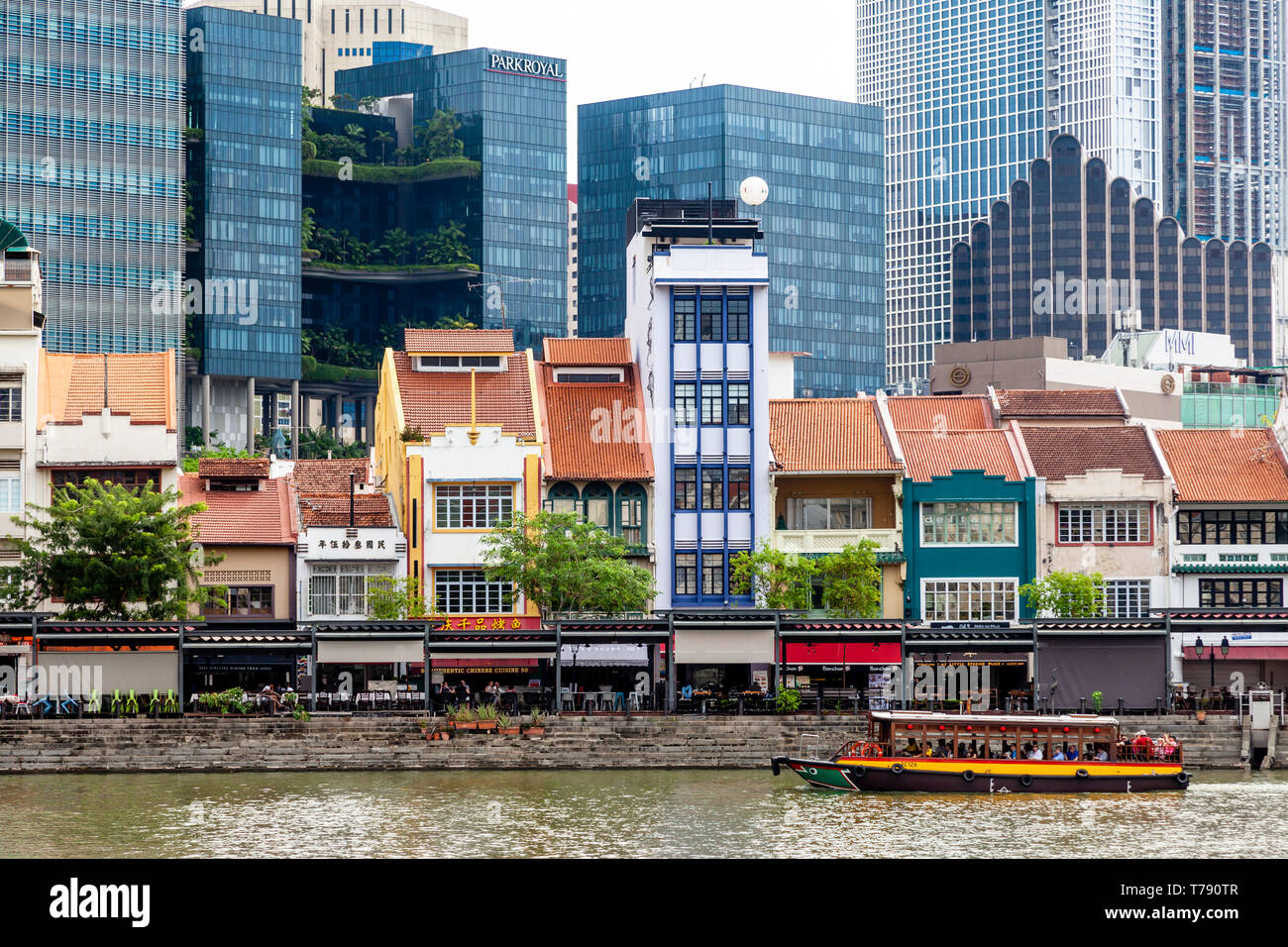Maisons colorées à Boat Quay, Singapour, en Asie du sud-est Banque D'Images