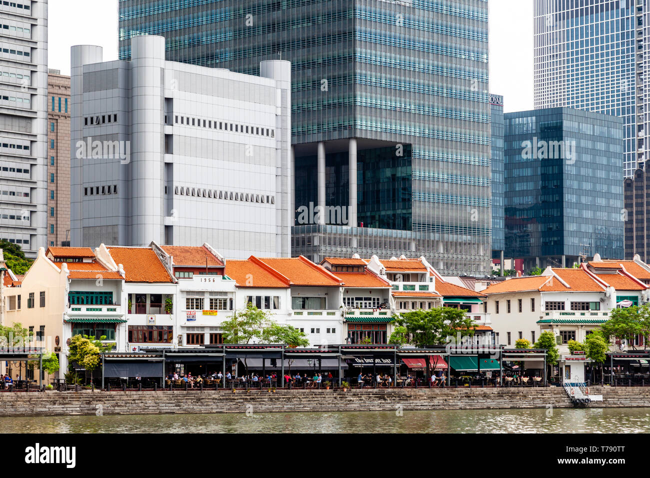 Maisons colorées à Boat Quay, Singapour, en Asie du sud-est Banque D'Images