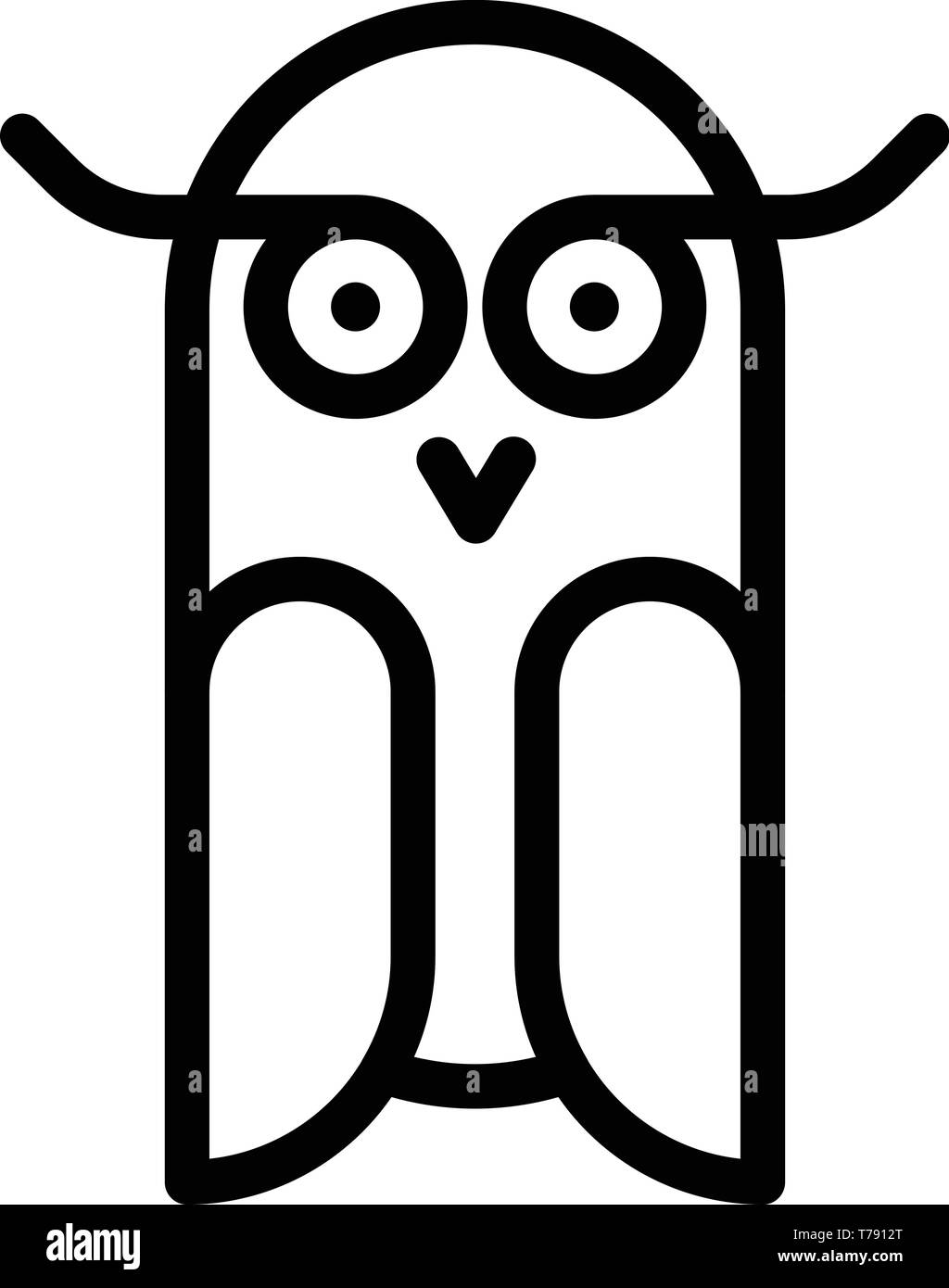 Owl Earless style du contour, icône Illustration de Vecteur