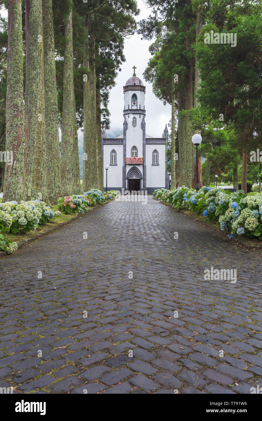 São Nicolau Church - église du village dans la région de Sete Cidades, São Miguel, Açores, Portugal Banque D'Images