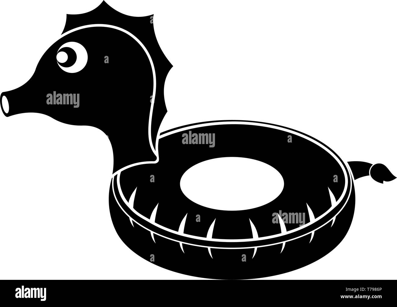 Piscine isolée en forme de flottement de l'icône de cheval de mer Illustration de Vecteur