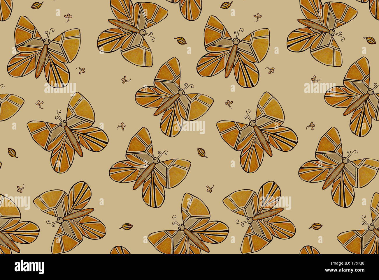 Batterfly Beige motif transparente pour les tissus, vêtements Banque D'Images