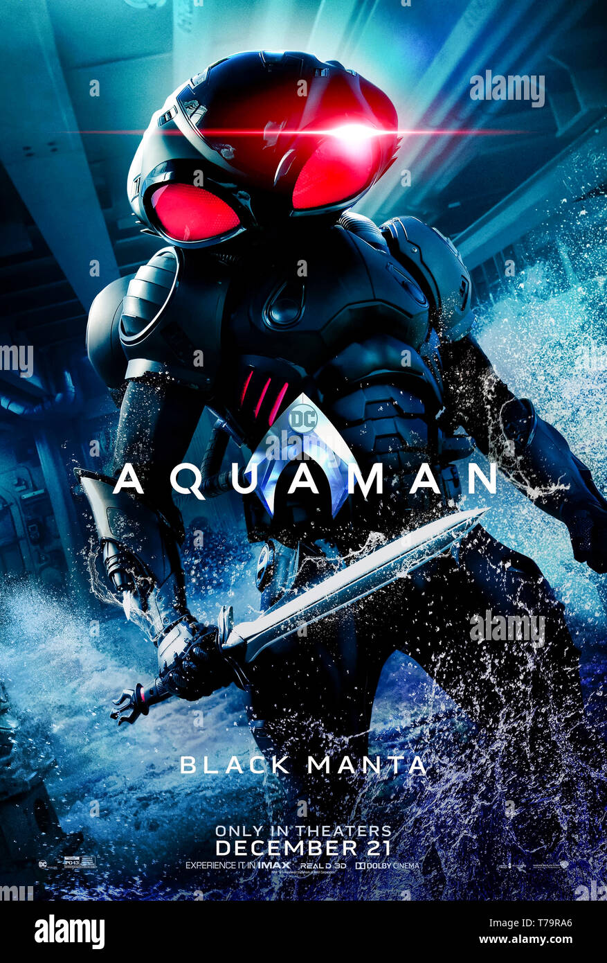 Aquaman (2018) réalisé par James Wan et d'Abdul-Mateen avec Yahya II comme David Kane alias Black Manta, l'ennemi juré de Aquaman. Banque D'Images