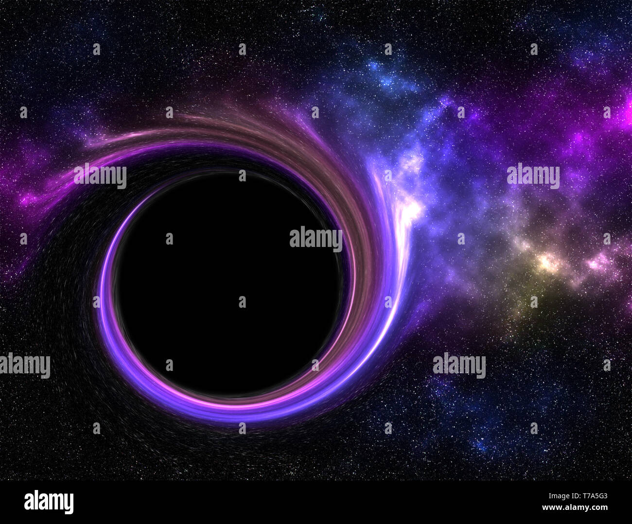Trou noir dans la galaxie avec nebula. Le trou de ver, qui absorbe tout dans l'espace extra-atmosphérique. Banque D'Images