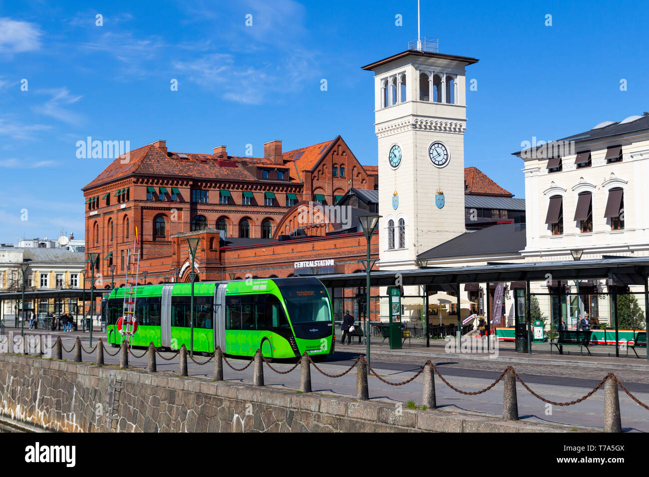 Paysage urbain autour de la gare centrale de la ville de Malmö, la troisième plus grande ville en Suède Banque D'Images