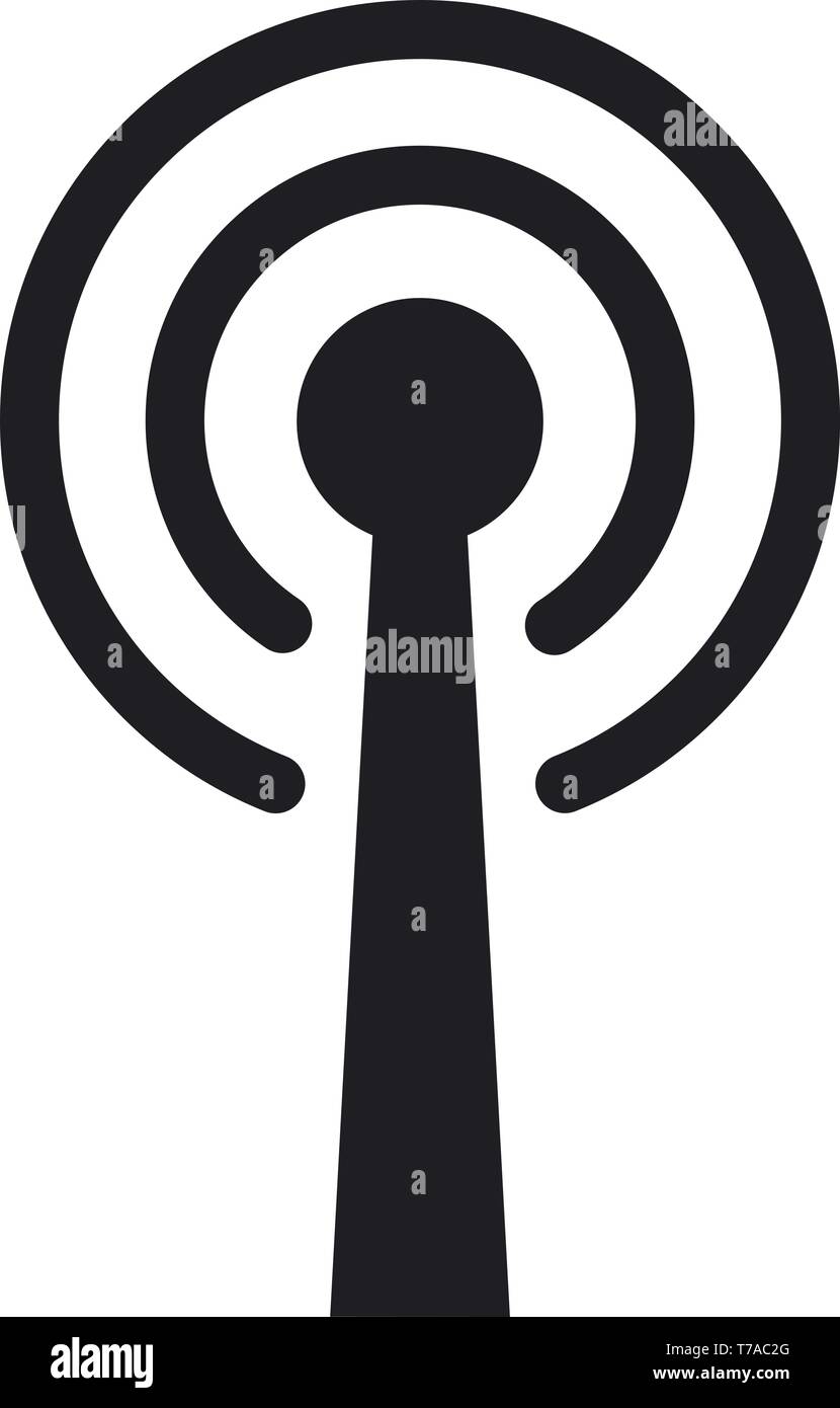 L'antenne simple avec les ondes radio radial symbole icône vecteur Illustration de Vecteur