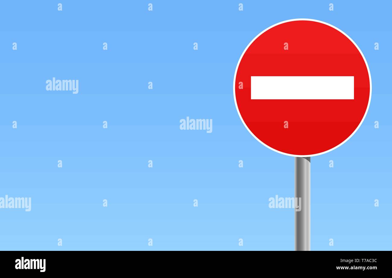 Entrée interdite rouge route ou une rue signe avec blue sky background vector illustration Illustration de Vecteur