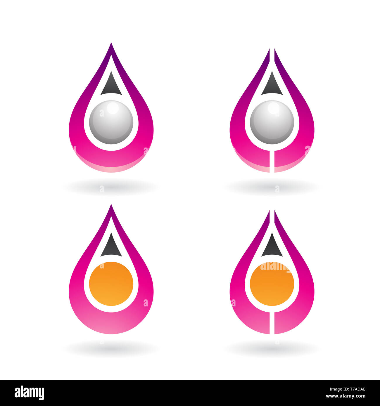 Vector Illustration de gouttes d'eau colorée et les formes d'oreille isolé sur fond blanc Banque D'Images