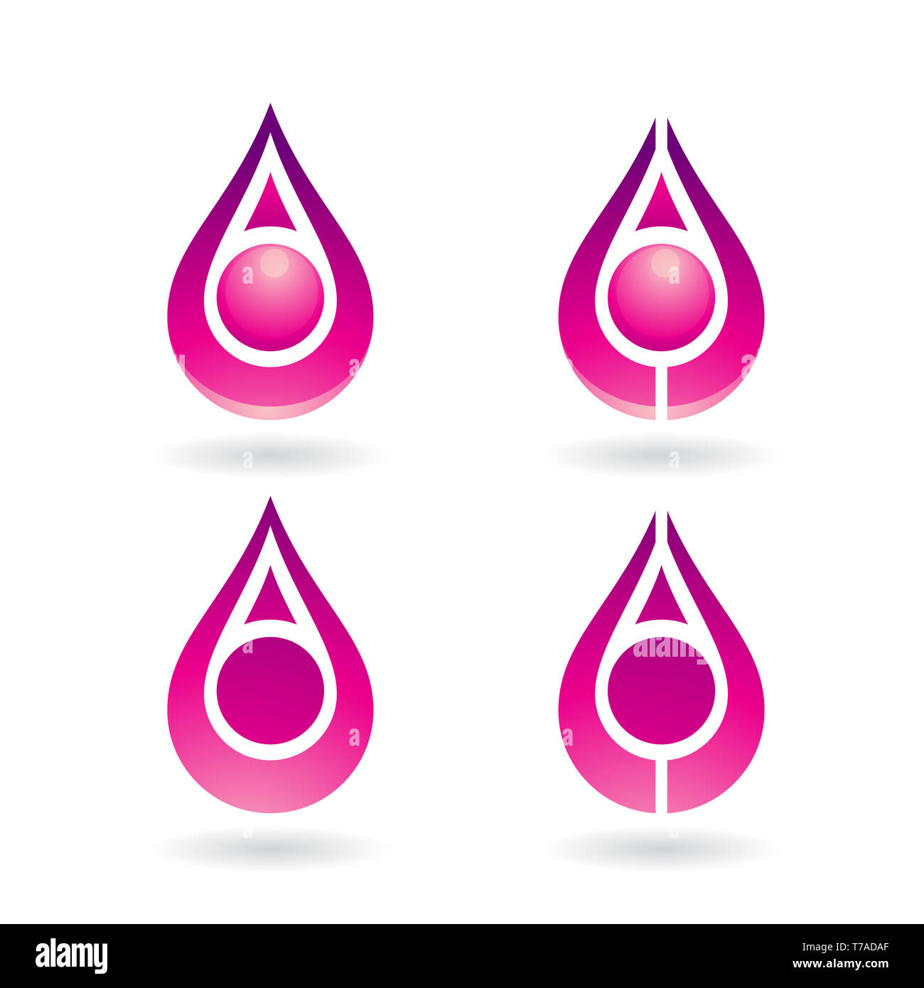 Vector Illustration de gouttes d'eau colorée et les formes d'oreille isolé sur fond blanc Banque D'Images
