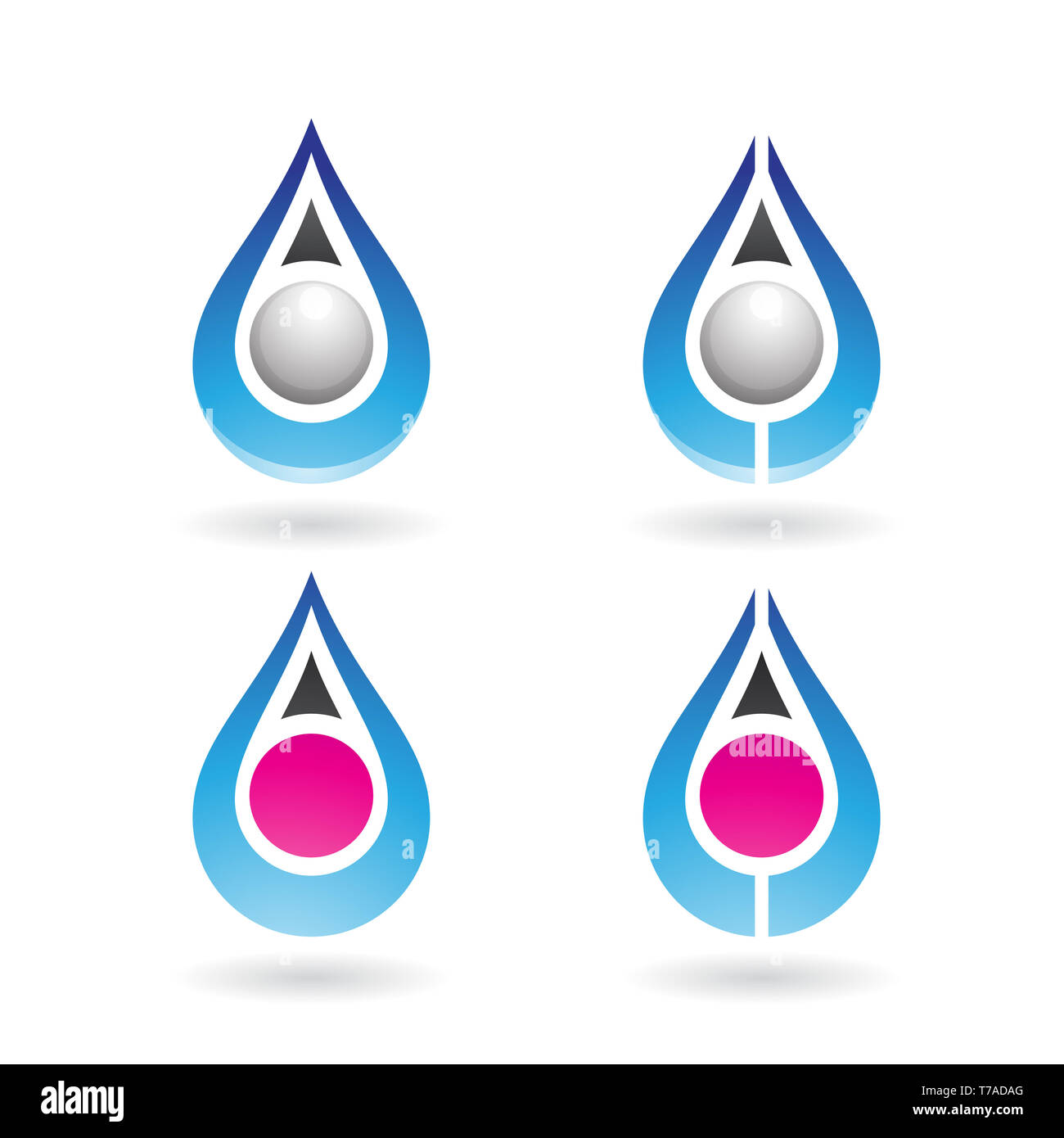 Vector Illustration de gouttes d'eau colorée et les formes d'oreille isolé sur fond blanc Banque D'Images
