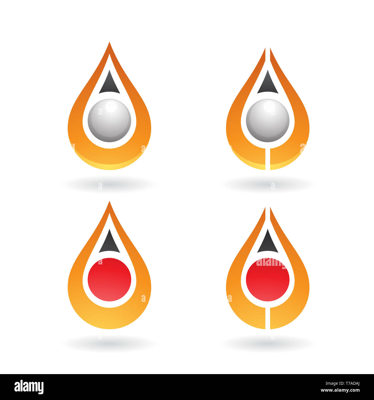 Vector Illustration de gouttes d'eau colorée et les formes d'oreille isolé sur fond blanc Banque D'Images