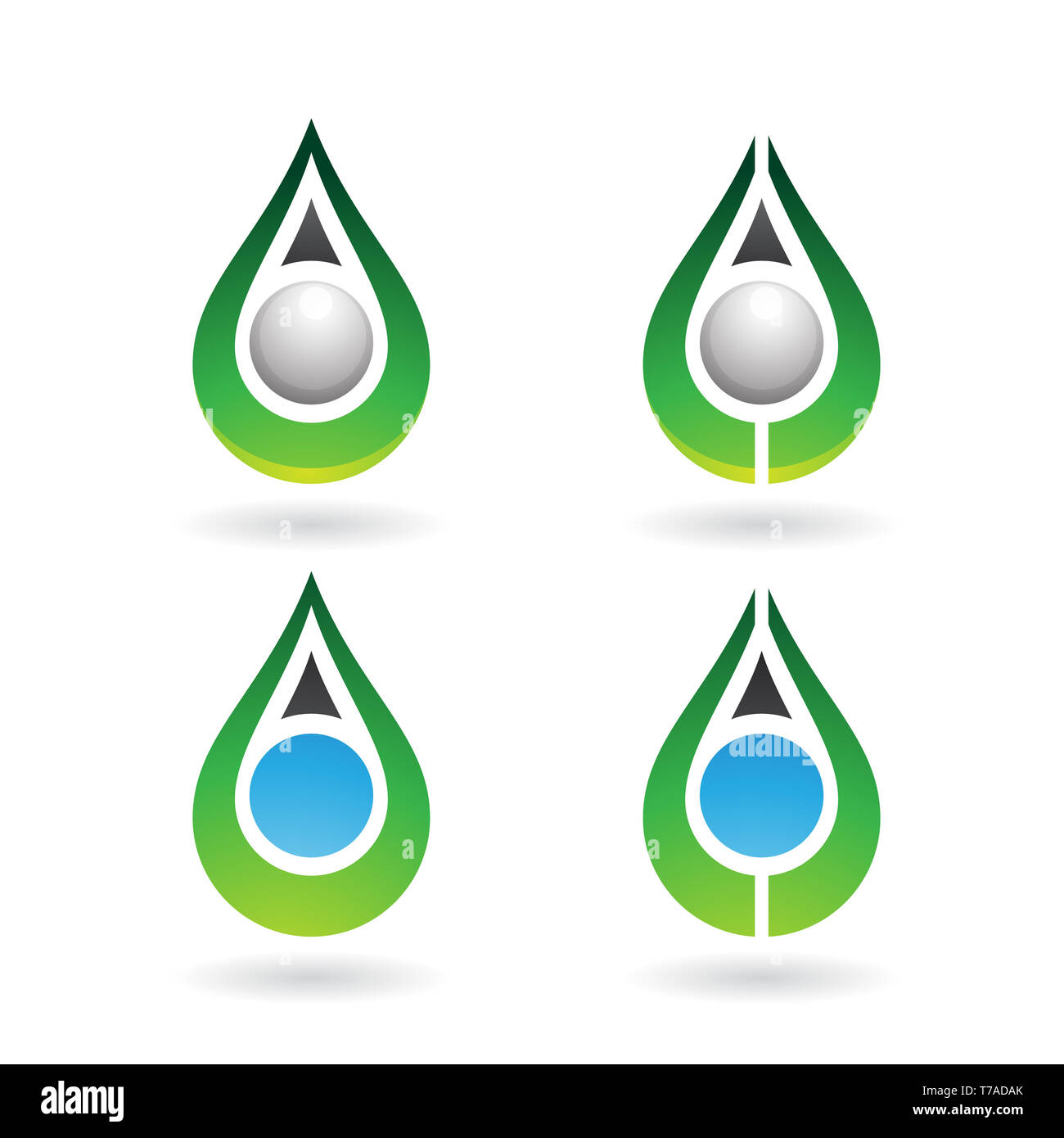 Vector Illustration de gouttes d'eau colorée et les formes d'oreille isolé sur fond blanc Banque D'Images