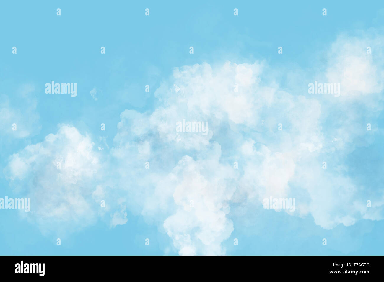 Fond ensoleillé, ciel bleu avec des nuages blancs.Illustration Banque D'Images