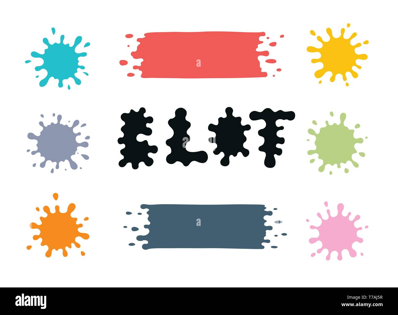 Collection d'éclaboussures de peinture. Blots vecteur défini. Illustration de Vecteur