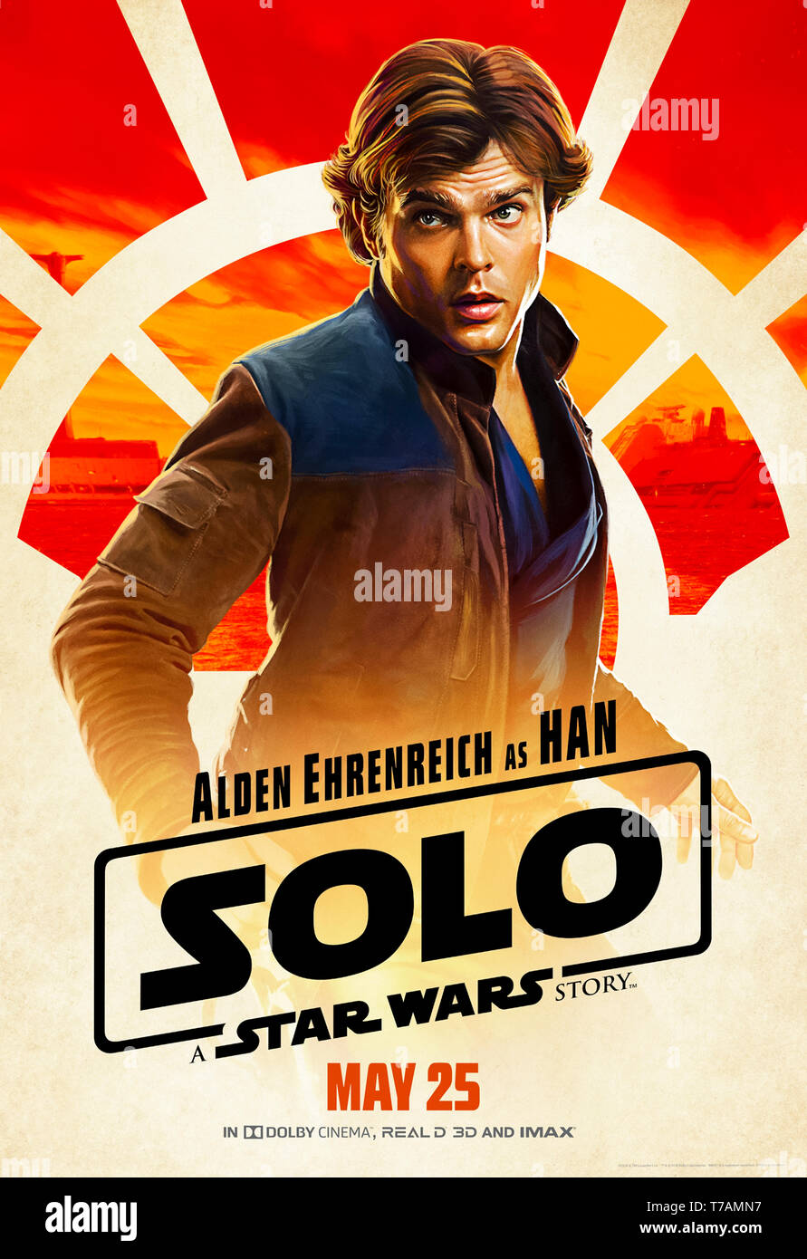 Solo : Une histoire de la guerre des étoiles (2018) réalisé par Ron Howard et avec Alden Ehrenreich comme le jeune Han Solo. Banque D'Images