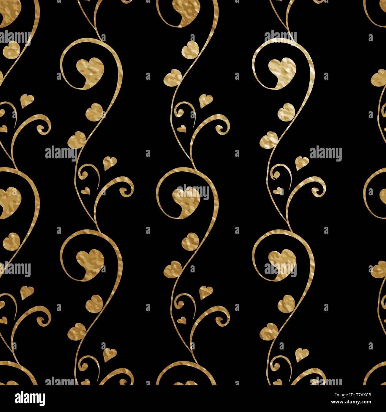 Motif floral transparent pour vecteur conception. Résumé fleurs stylisées avec coeur bud. Contours d'or sur le fond noir Illustration de Vecteur