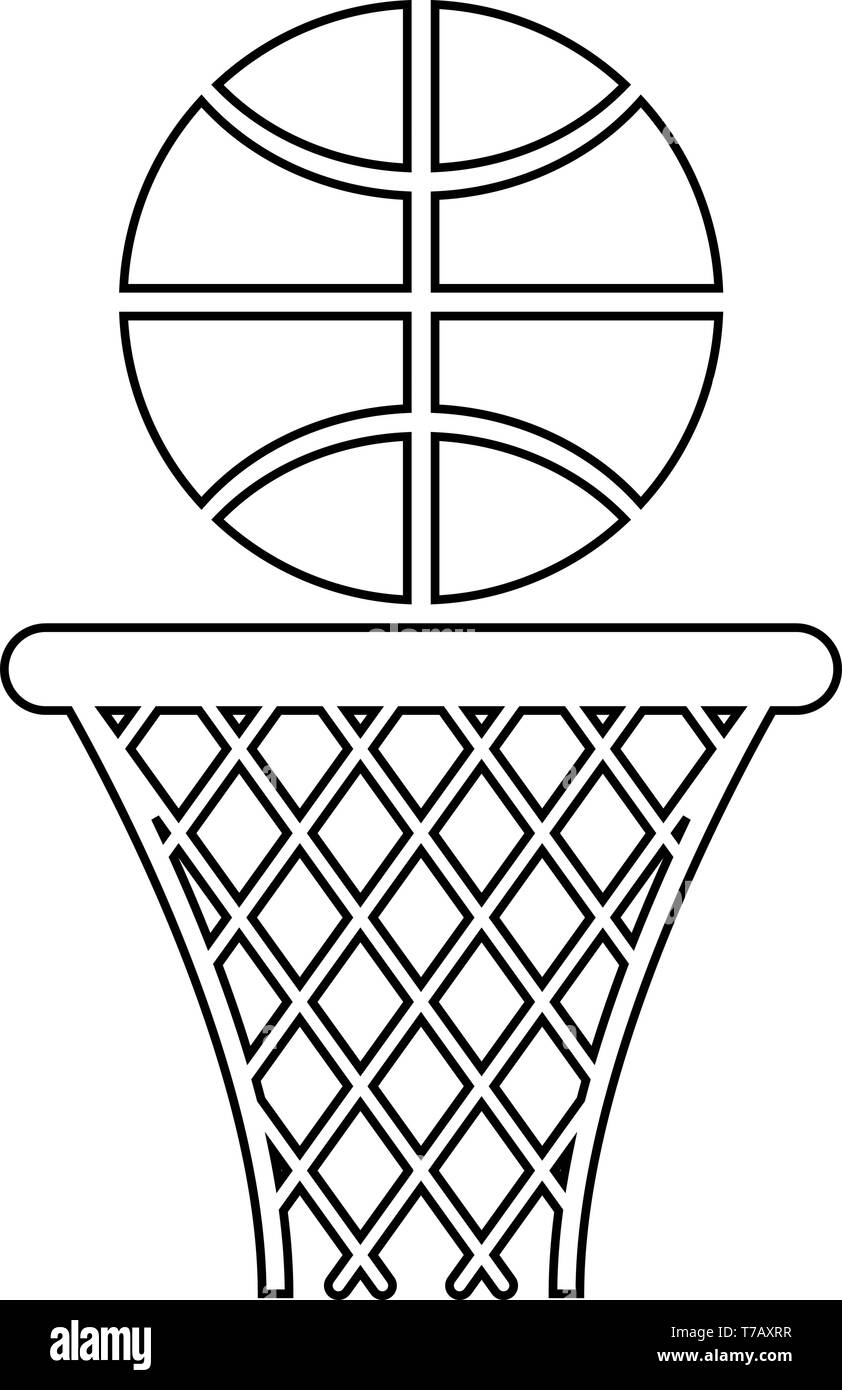 Panier de basket-ball et la balle nasse et l'icône de couleur noir contour  ball vector illustration d'images simple style plat Image Vectorielle Stock  - Alamy