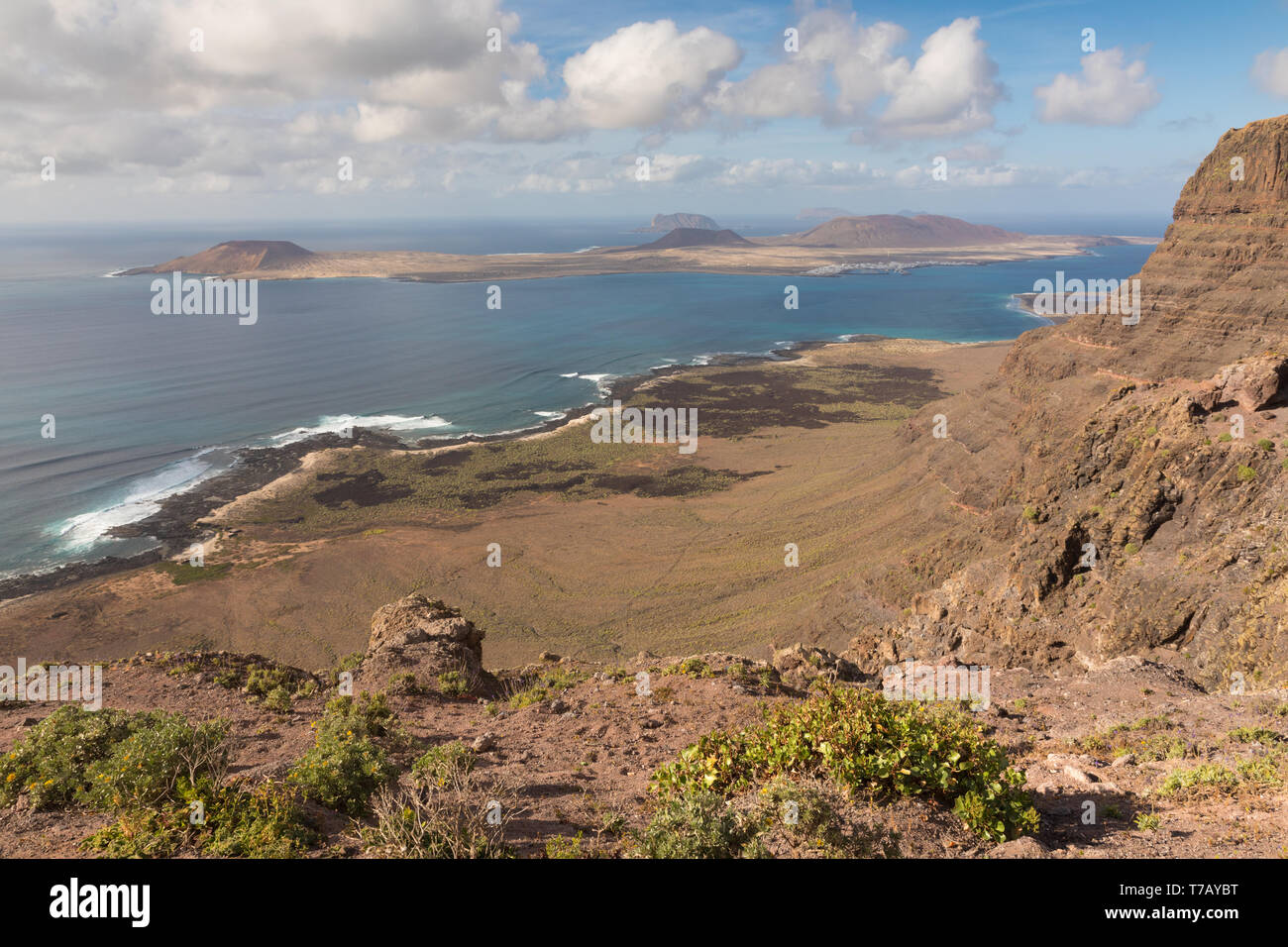 Vue de La Graciosa de Mirador de Guinate, Lanzarote, Espagne Banque D'Images