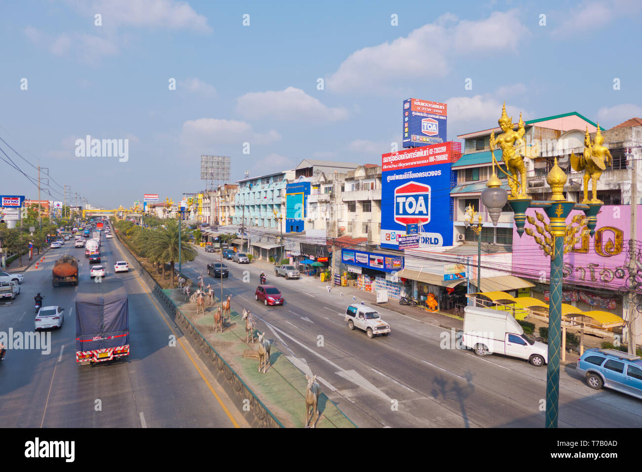 Kao King Road, Vue Parc City Village, Prawet, Bangkok, Thaïlande Banque D'Images