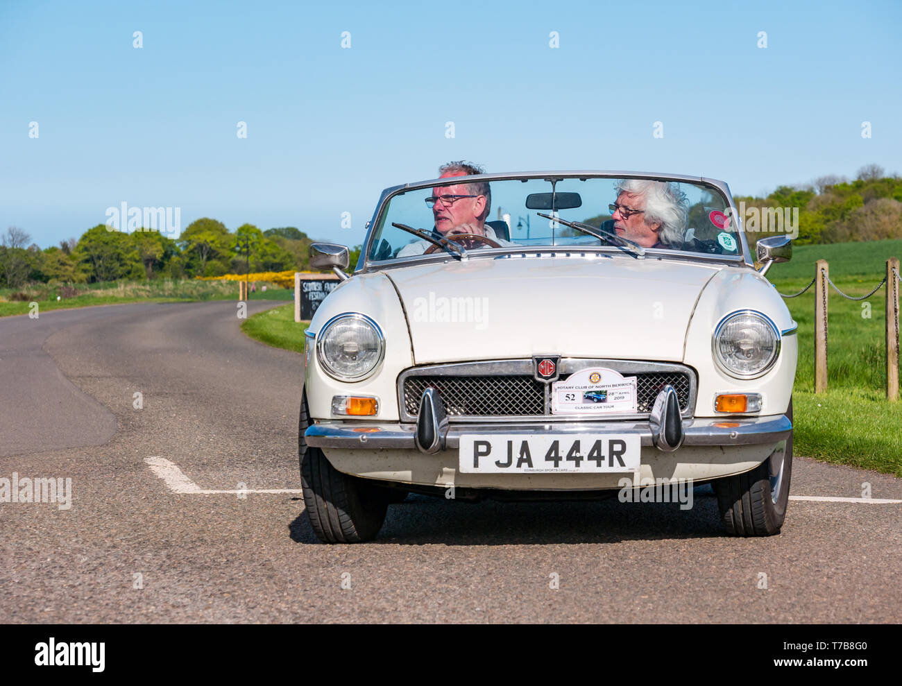 Classic vintage 1976 MG voiture sport décapotable à North Berwick, Immobilier Archerfield Rotary Club voiture classique d' 2019, East Lothian, Scotland, UK Banque D'Images