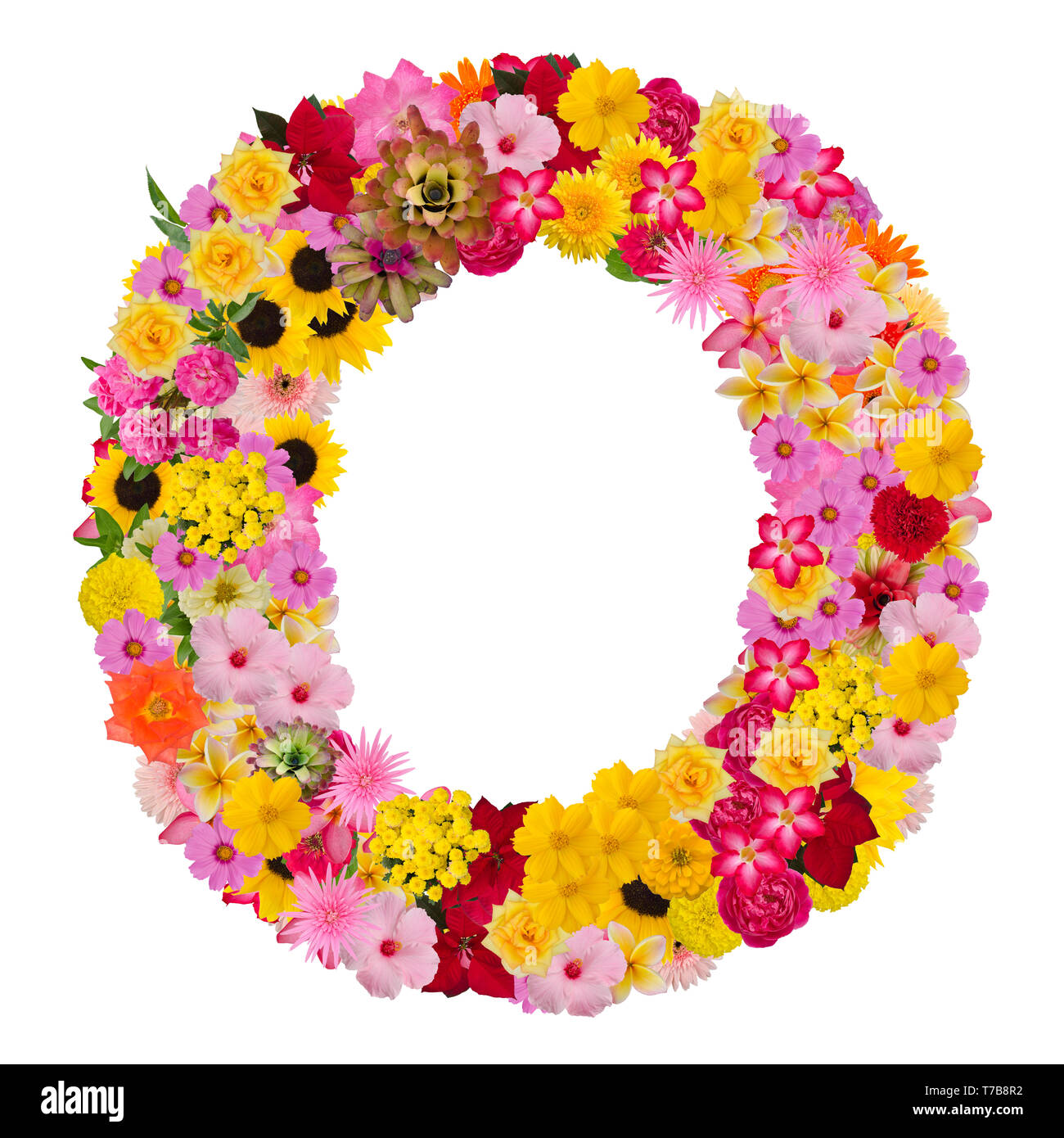 Lettre O alphabet avec ABC fleurs type de concept que logo isolé sur fond blanc. With clipping path Banque D'Images